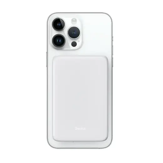 Benks Ārējais akumulators (powerbank) 10000mAh MP07 - USB + USB-C - magnētisks ar indukcijas uzlādi balts