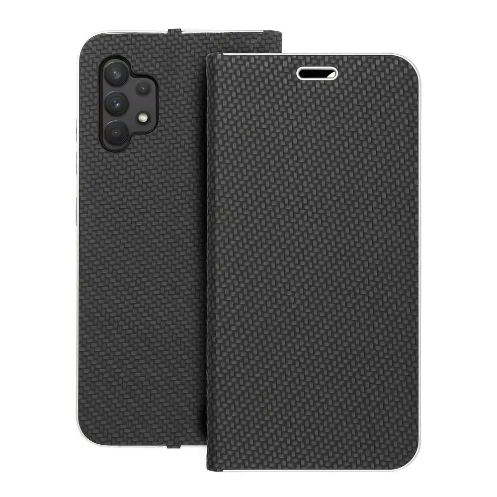 LUNA Carbon grāmatveida maciņš telefonam Samsung Galaxy A32 4G (A325) melns