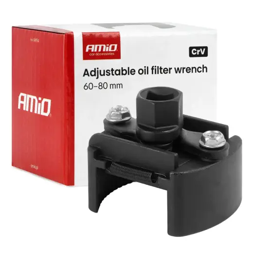 Adjustable oil filter wrench 60–80 mm CrV AMIO-04954