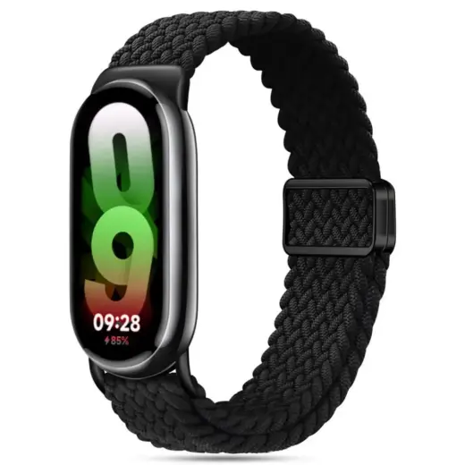 Tech-Protect NylonMag išmaniojo laikrodžio dirželis Xiaomi Smart Band 8/9 | nailoninis | juodas