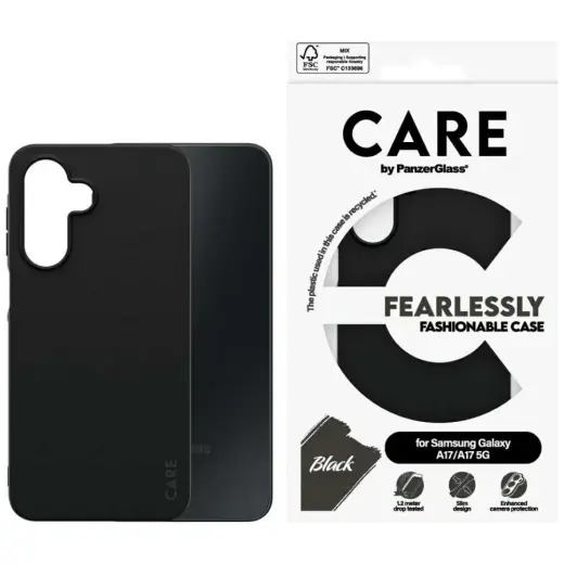 CARE by PanzerGlass Fearlessly Fashionable telefono dėklas Samsung Galaxy M17 5G | A17 (A176) | A17 (A176) 5G juodas