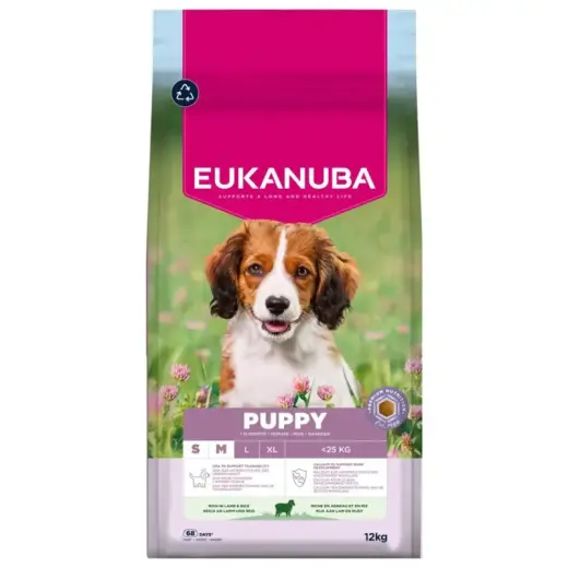 Sausa barība kucēniem - Eukanuba Puppy & Junior Small & Medium Lamb & Rice 12 kg