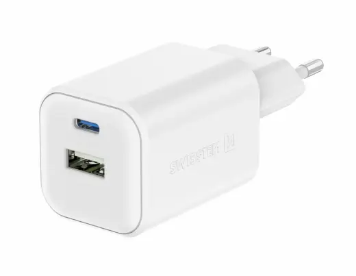 Swissten travel charger | 45W | GaN, PD, QC | USB-C, USB-A