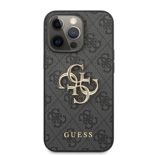 Guess PU 4G Metal Logo dėklas iPhone 13 Pro pilkas