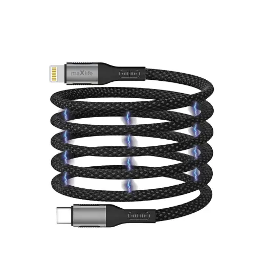 Maxlife MXUC-11 datu pārraides un uzlādes vads | USB-C uz Lightning | 27W | 1m | melns