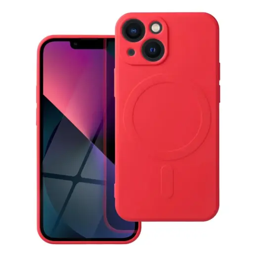 Silicone Mag telefono dėklas su MagSafe palaikymu iPhone 13 mini raudonas