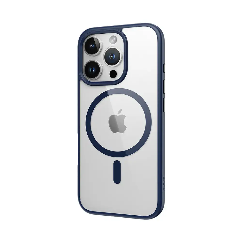 Rock Guard Series Magnetic Case for Iphone 16 Pro transparent-blue
