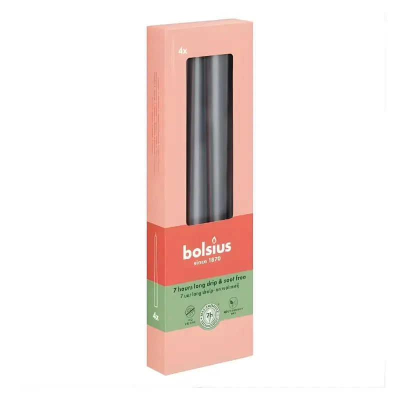 Galda sveces 4gab.kastē 245/24mm pelēkas