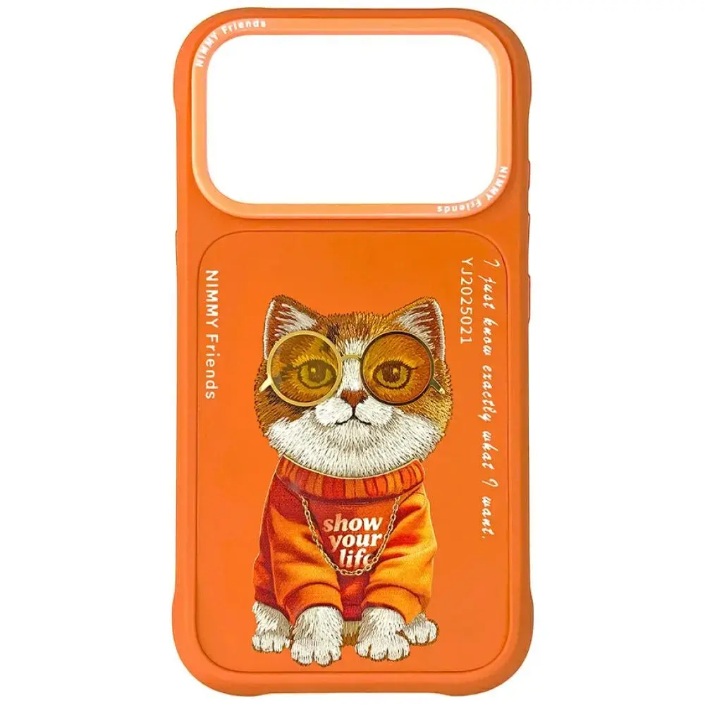 Nimmy Glasses Cool Cat maciņš telefonam iPhone 17 Pro Max oranžs