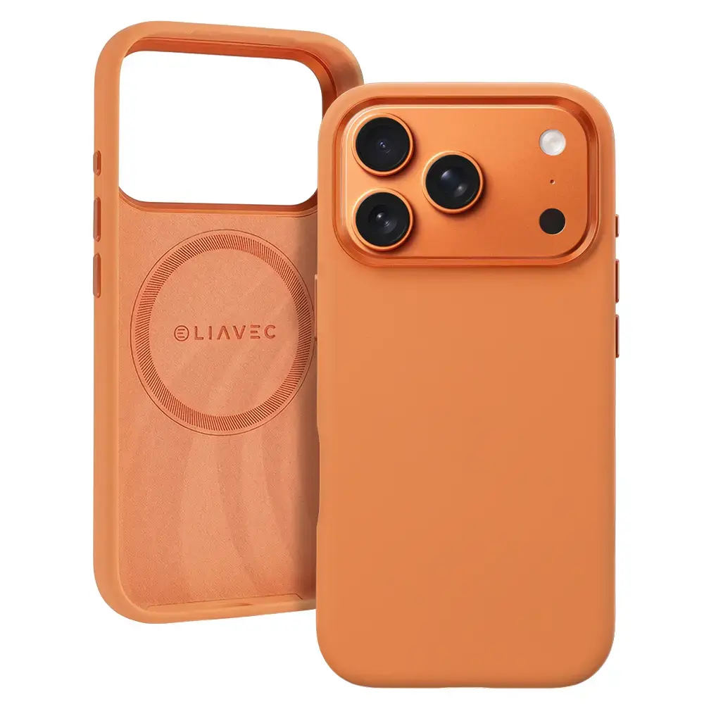 Liavec Silky maciņš ar MagSafe atbalstu telefonam iPhone 17 Pro oranžs