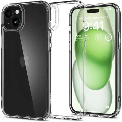 Spigen Ultra Hybrid telefono dėklas iPhone 15 Plus skaidrus