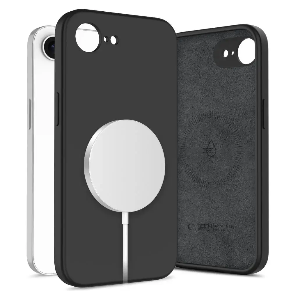 TECH-PROTECT SILICONE maciņš ar MagSafe atbalstu telefonam iPhone 16E | iPhone 17E melns