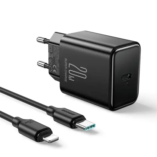 Joyroom JR-TCF06 зарядное устройство | 20W | PD | USB-C, Lightning | с проводом USB-C на USB-C в комплекте | черное