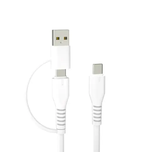 Forever KR2W1-00 3-in-1 datu pārraides un uzlādes vads | USB-C uz USB-C | 15W | 1.5m | balts