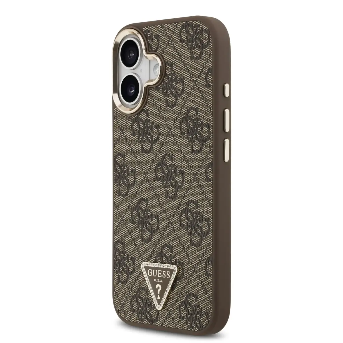 Guess PU Leather 4G Triangle Logo maciņš ar MagSafe atbalstu telefonam iPhone 17 brūns