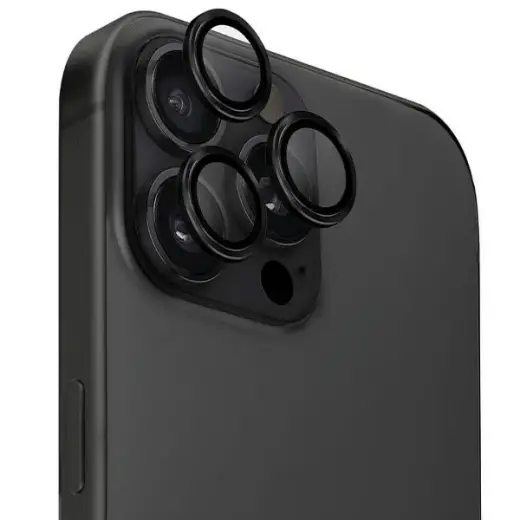 Uniq Optix Aluminum Camera Lens Protector iPhone 16 Pro | 16 Pro Max with Applicator - Black