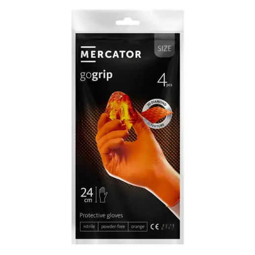 Mercator GoGrip orange nitrile gloves 4 pcs size S
