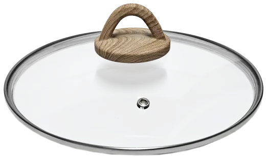 Vāks stikla Amber 24cm, ar koka imitācijas rokturi