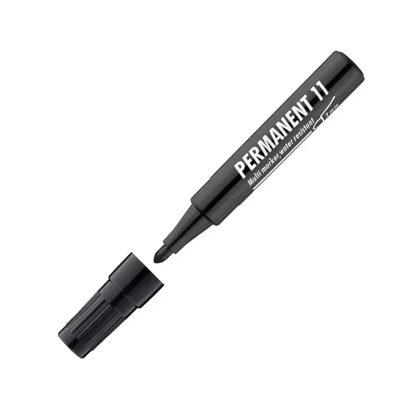 Noturīgais marķieris ICO 11 konisks 1-3 mm, melns (plastmasas korpuss)