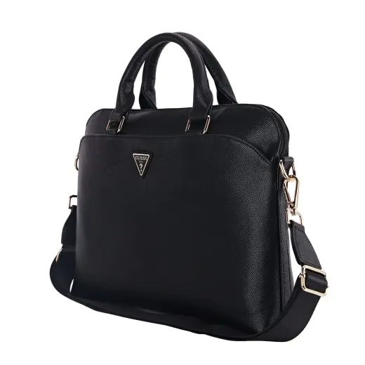 Guess PU Grained Triangle Logo Computer Bag 15|16" Black