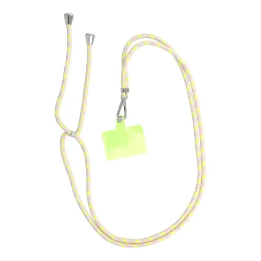 SWING (6mm) Phone lanyard, Phone pendant with adjustable length / cord length 165cm (max 82.5cm in the loop) / on the shoulder or neck - gray-yellow