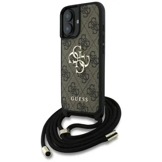 Etui Guess 4G Big Logo Cord Stap          Crossbody do iPhone 16 Plus brązowy