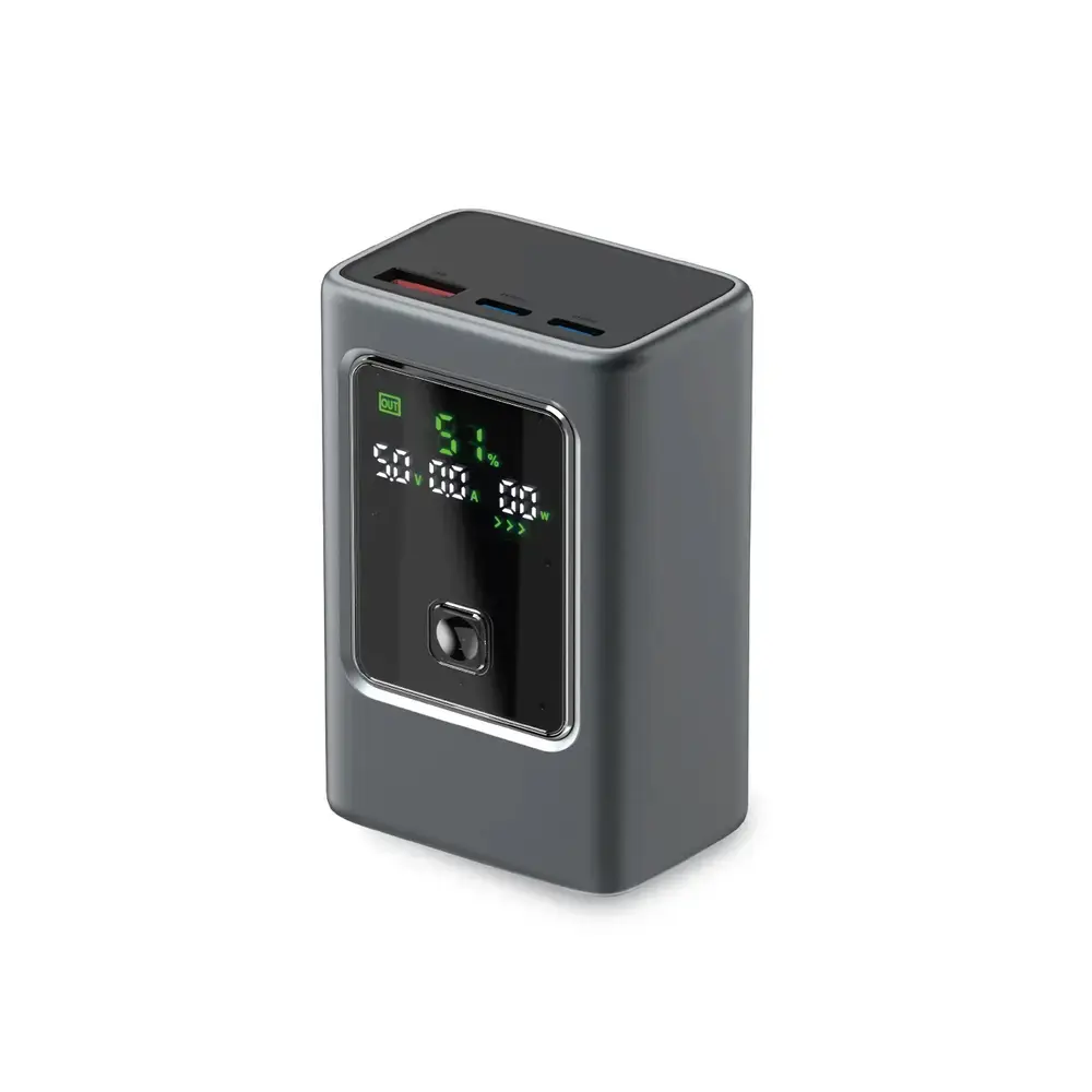 SBS 10000 ārējais akumulators (powerbank) | 10 000 mAh | 35W | PD | USB-C, USB-A | LED ekrāns | pelēks