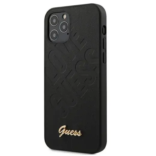 Guess GUHCP12SPUILGBK iPhone 12 mini 5,4" czarny|black hardcase Iridescent Love Script Gold Logo