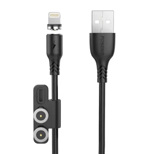 Foneng X62 3-in-1 data transfer and charging cable | USB-A to USB-C, Lightning, Micro USB | 12W | 1m | black