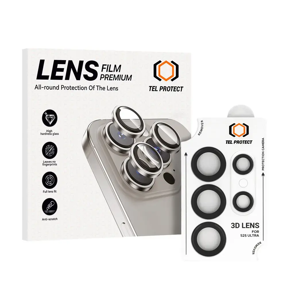 Tempered glass Tel Protect 3D Lens on camera for Samsung Galaxy S26 Ultra black (lens 5 pieces)