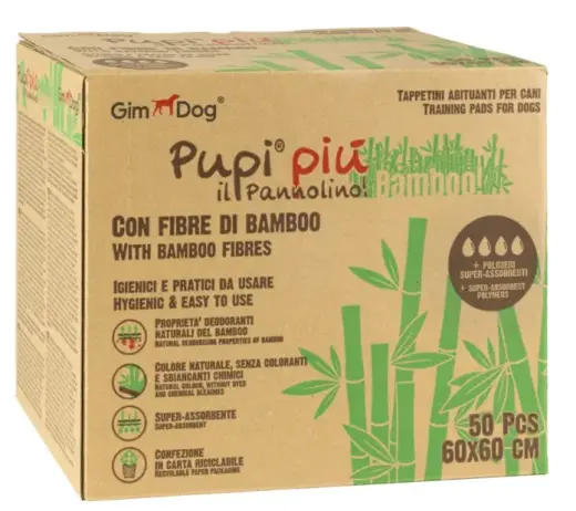 Absorbējošie paladziņi - Gim Dog TRAINING PADS PUPI PIU BAMBOO 60x60cm 50gab