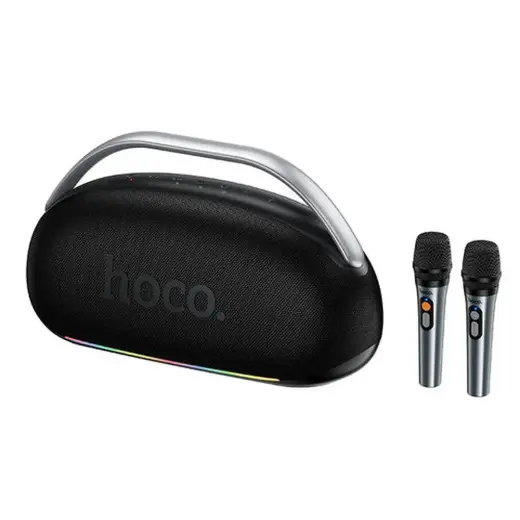 Wireless speaker 300W 8h + 2 x wireless microphons Hoco HT2 black