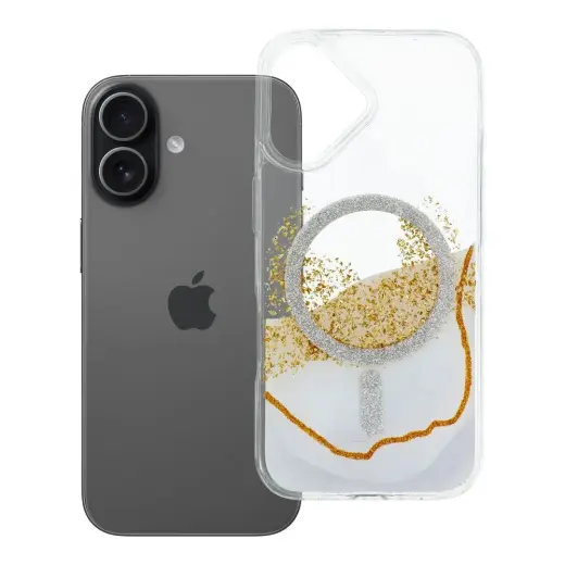 Golden telefono dėklas su MagSafe palaikymu iPhone 17 baltas