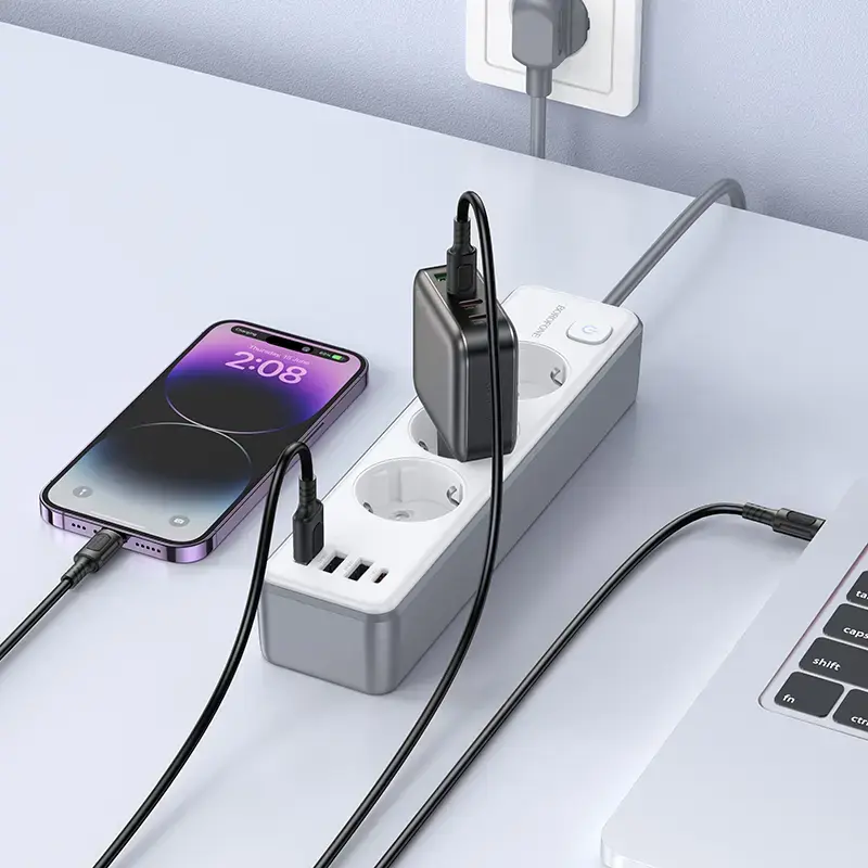 Borofone Power strip BAC9 - 3 outlets 240V + 3xUSB + Type C - PD 20W 2 metres black