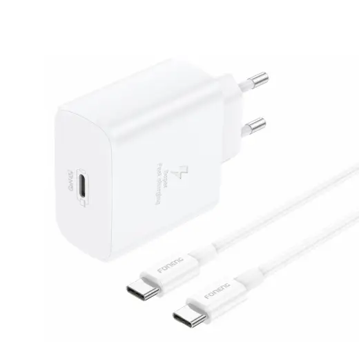 Foneng Wall charger EU62 GaN - Type C - PD 45W with Type C to Type C cable white
