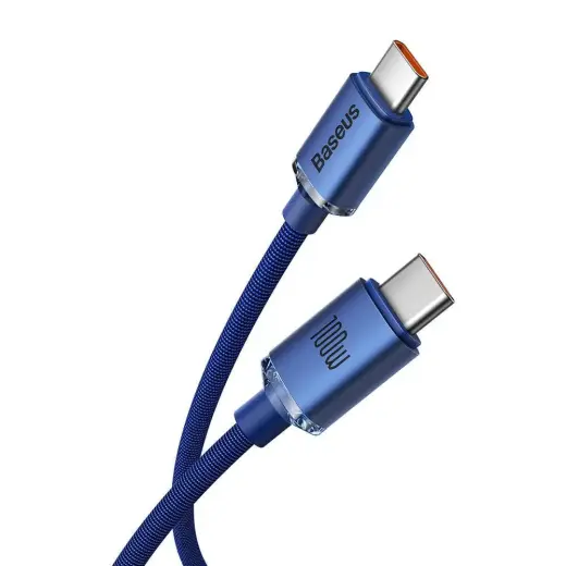 Baseus Crystal Shine Series datu pārraides un uzlādes vads | USB-C uz USB-C | 100W | 1.2m | zils