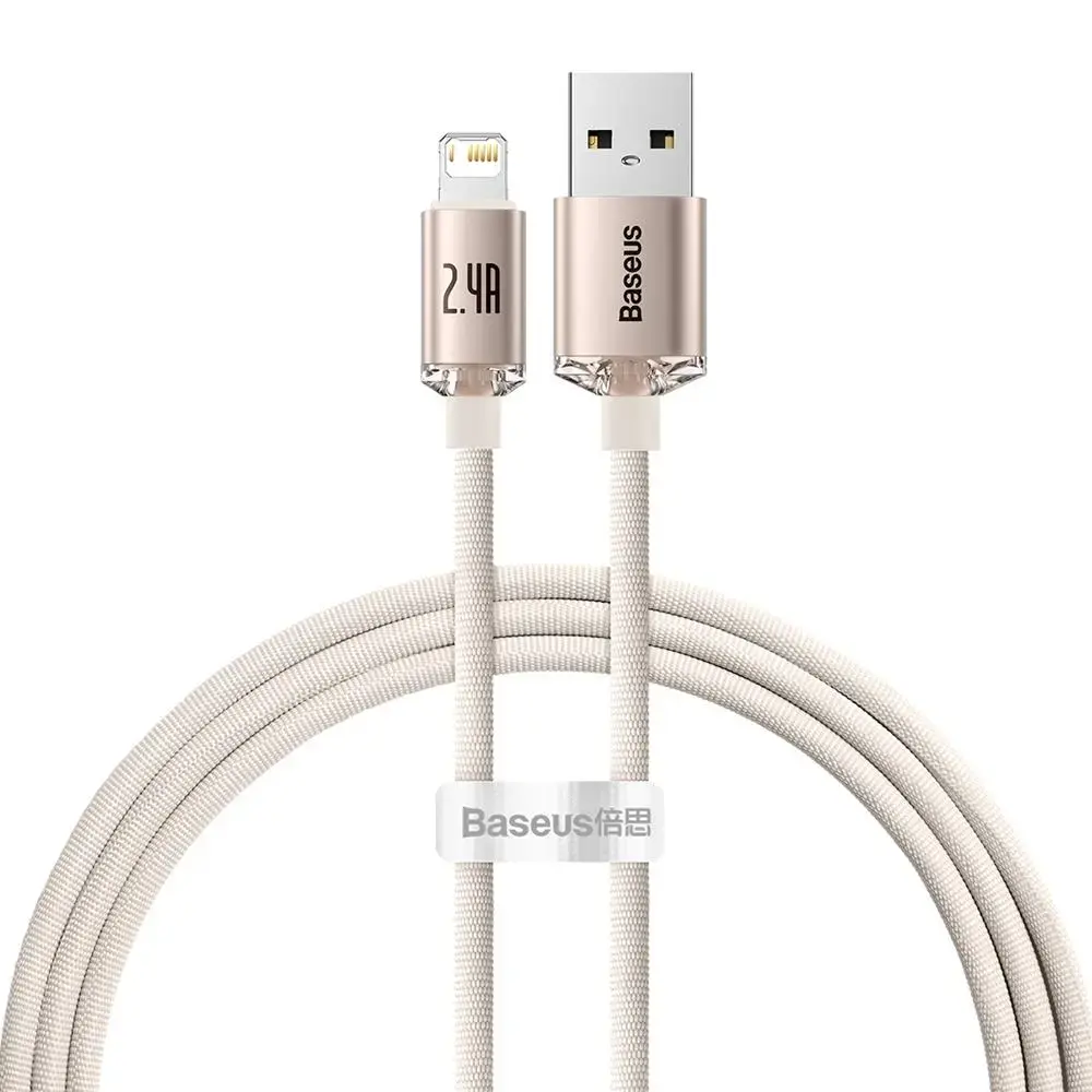 Baseus Crystal Shine data transfer and charging cable | USB-A to Lightning | 12W | 1.2m | pink