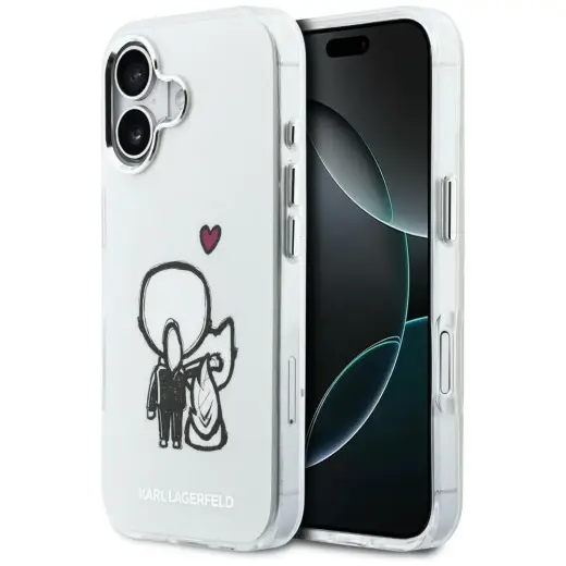 Karl Lagerfeld Karl & Choupette maciņš ar MagSafe atbalstu telefonam iPhone 17 caurspīdīgs