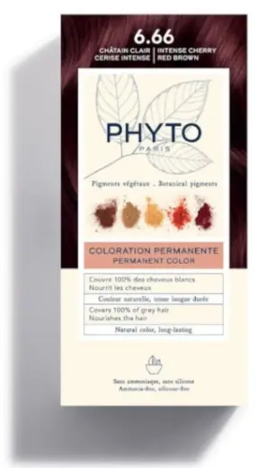 Phyto, Color, Permanent Hair Dye, 6.66 Intense Cherry Red Brown, 50 ml