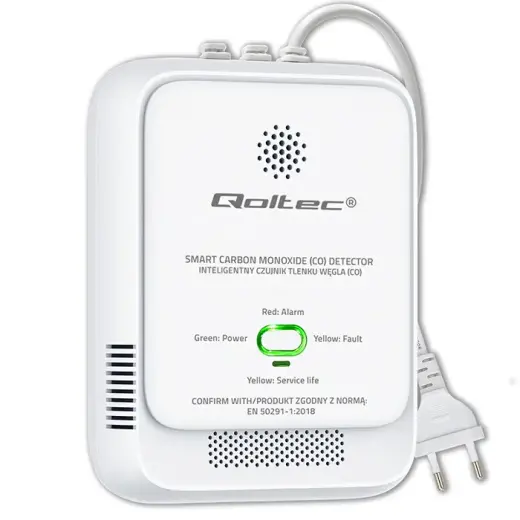 Qoltec Certified Carbon monoxide sensor | CO detector | alarm 85dB | LED