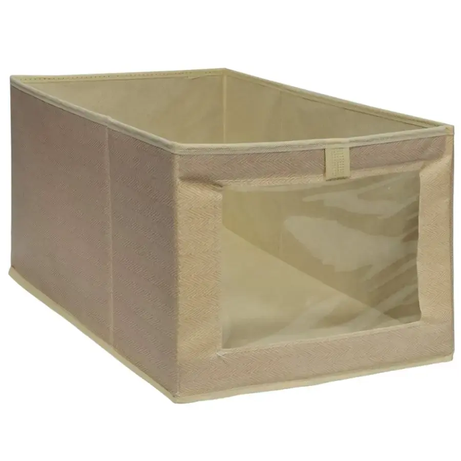 Uzglabāšanas kaste 47x30x25cm ar logu, bēša