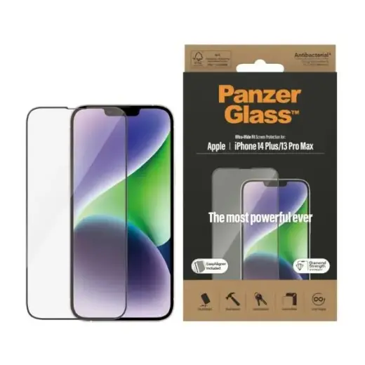 PanzerGlass Ultra-Wide Fit tempered glass for phone iPhone 14 Plus | iPhone 13 Pro Max 6,7" antibacterial easy aligner included 2785