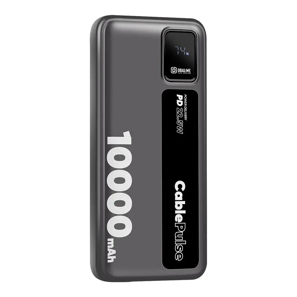 OBAL:ME CablePulse ārējais akumulators (powerbank) | 10 000 mAh | 22.5W | USB-C, Lightning | melns