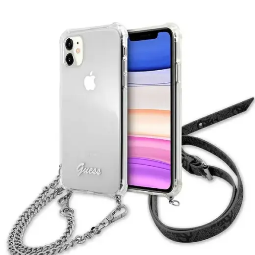 Guess GUHCN61KC4GSSI iPhone 11 6,1" | Xr Transparent hardcase 4G Silver Chain