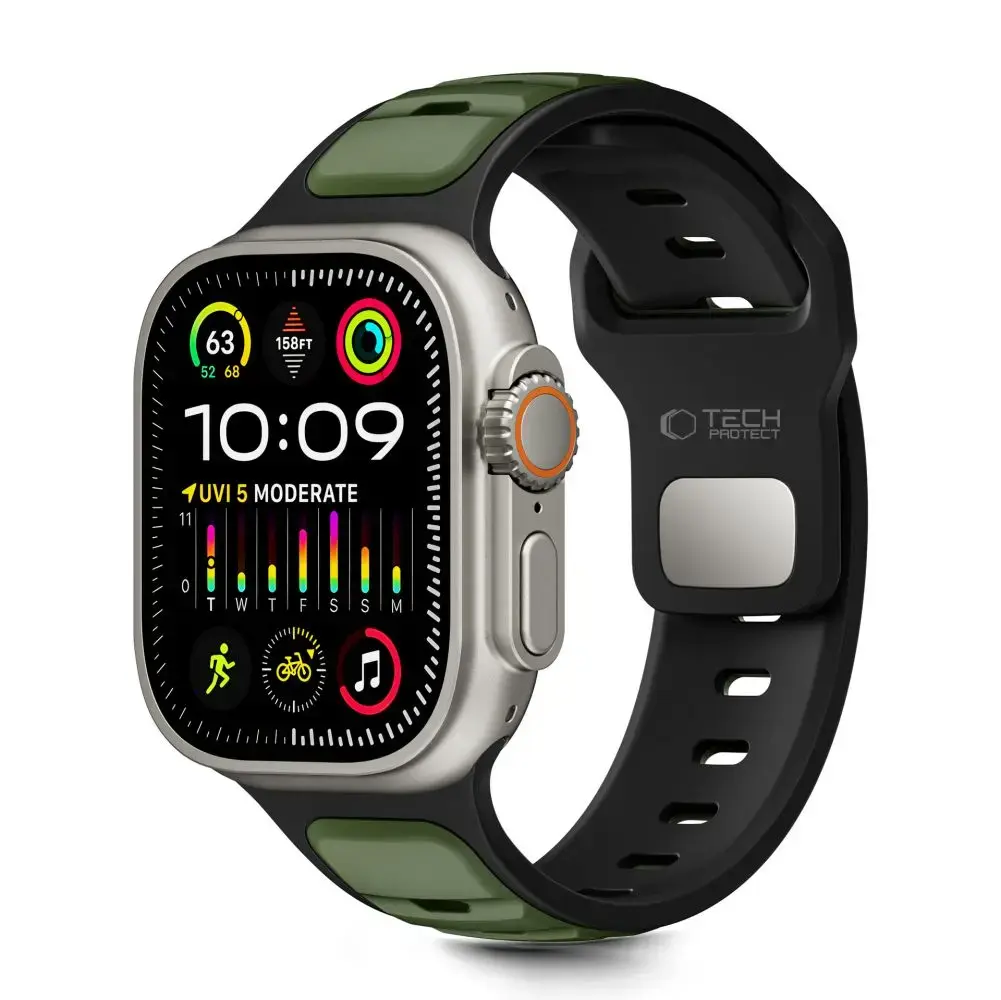 TECH-PROTECT ICONBAND LINE APPLE WATCH 8 | 9 | 10 | 11 | SE | ULTRA (44 | 45 | 46 | 49 MM) BLACK|GREEN