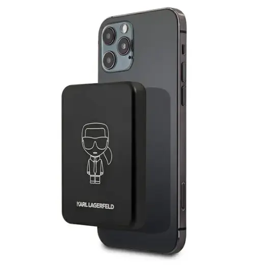 Karl Lagerfeld Ikonic Outline ārējais akumulators (powerbank) | 3000 mAh | 5W | USB-C, MagSafe | melns