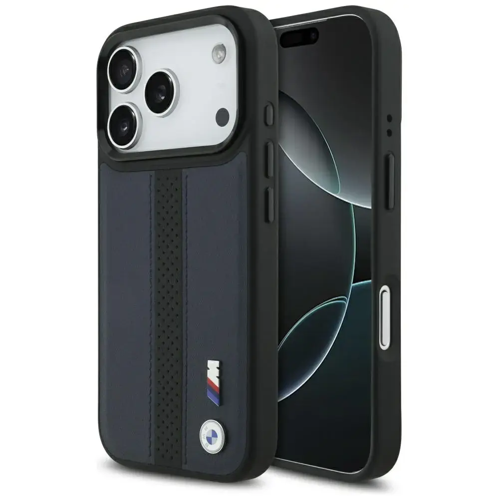 Case BMW M Perforated Stripe Logo MagSafe for iPhone 17 Pro navy blue