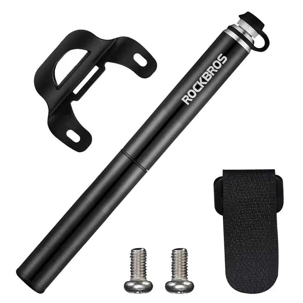 Rockbros JG-PB-004 lightweight bicycle pump with pressure gauge - black