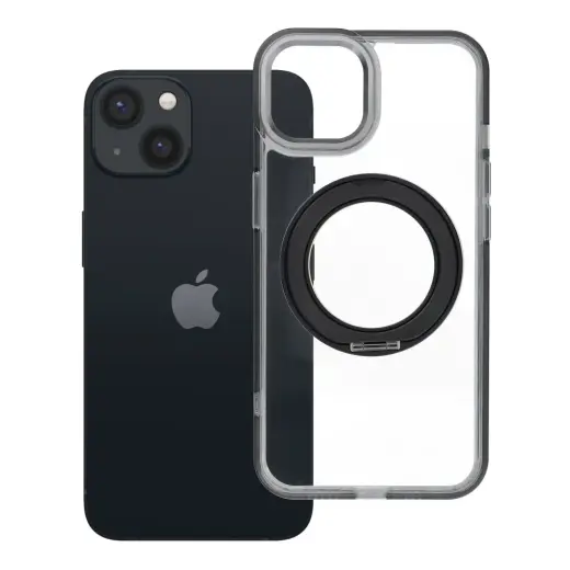 Frame Circle Stand phone case with stand and MagSafe support for iPhone 13 black