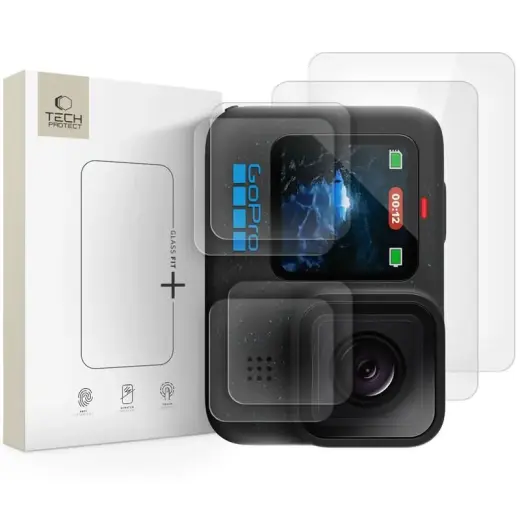 SZKŁO HARTOWANE TECH-PROTECT GLASS FIT+ 2-SET GOPRO HERO 9 / 10 / 11 / 12 CLEAR